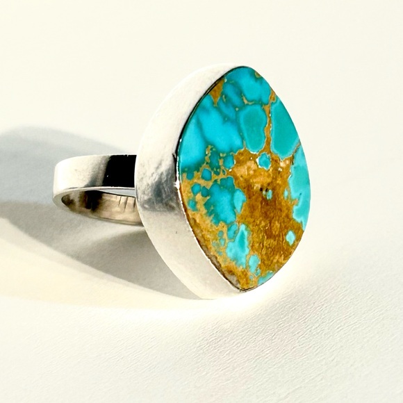 Hand Crafted Jewelry - Sterling Silver Handmade Royston Turquoise Ring Size 6